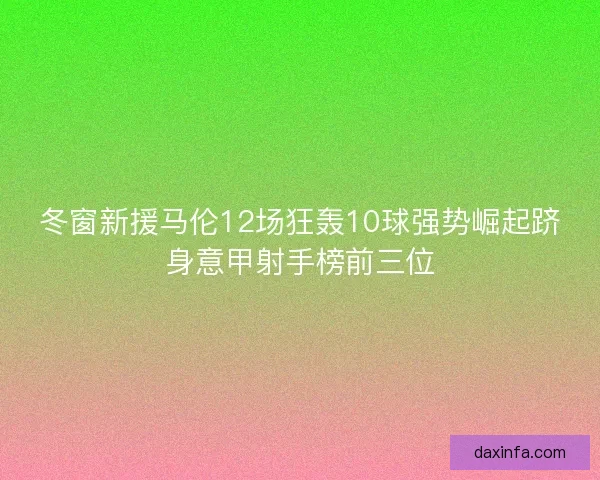 冬窗新援马伦12场狂轰10球强势崛起跻身意甲射手榜前三位