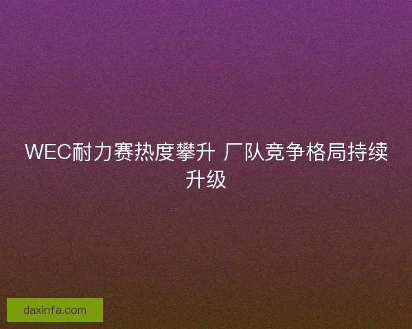 WEC耐力赛热度攀升 厂队竞争格局持续升级 WEC耐力赛热度攀升 厂队竞争格局持续升级
